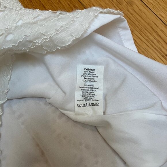 J Crew Factory off white short sleeve Lace overlay top size 2 - Picture 4 of 6